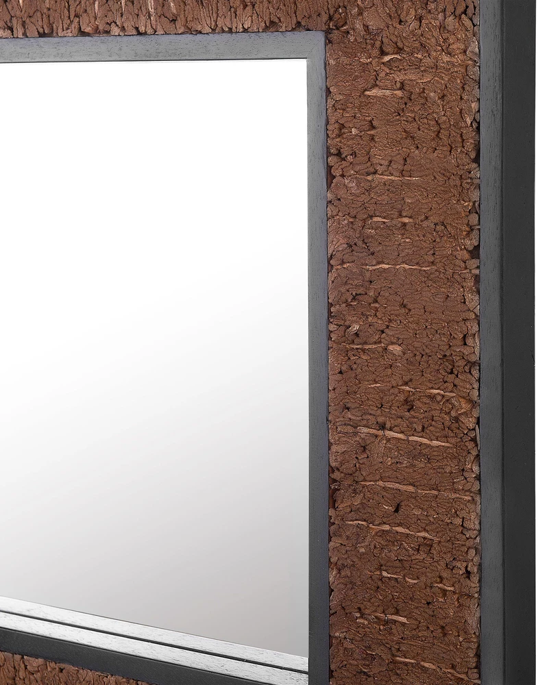 Beliani Sieninis veidrodis BOISE 60 cm x 60 cm tamsiai rudas tikmedžio masyvas