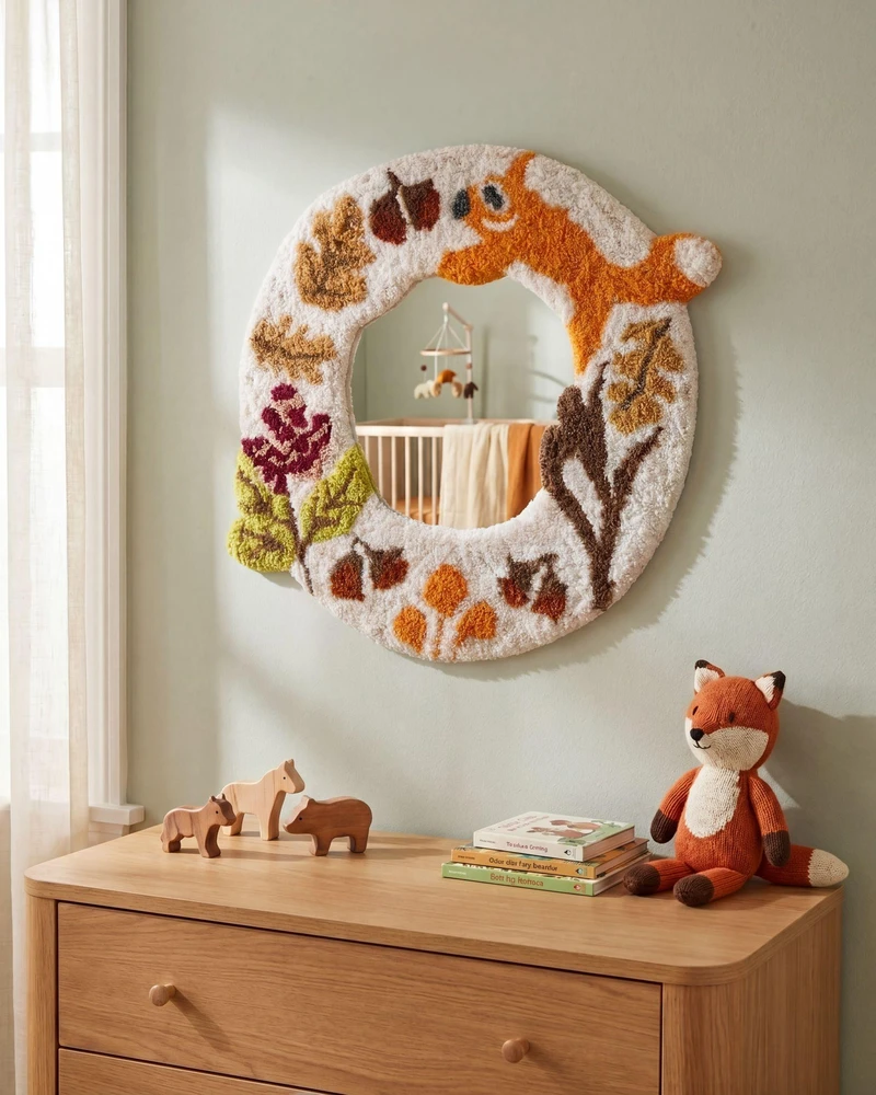 Beliani Sieninis veidrodis BORITI 51 cm 40 cm medvilnė baltas