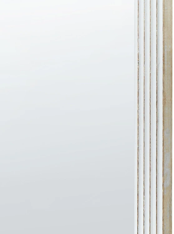 Beliani Sieninis veidrodis BRIANT 56 cm 130 cm Mango mediena Baltas