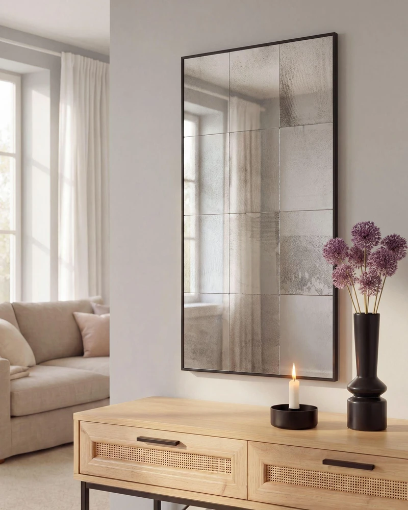 Beliani Sieninis veidrodis CALMONT 60 cm 120 cm stiklas juodas