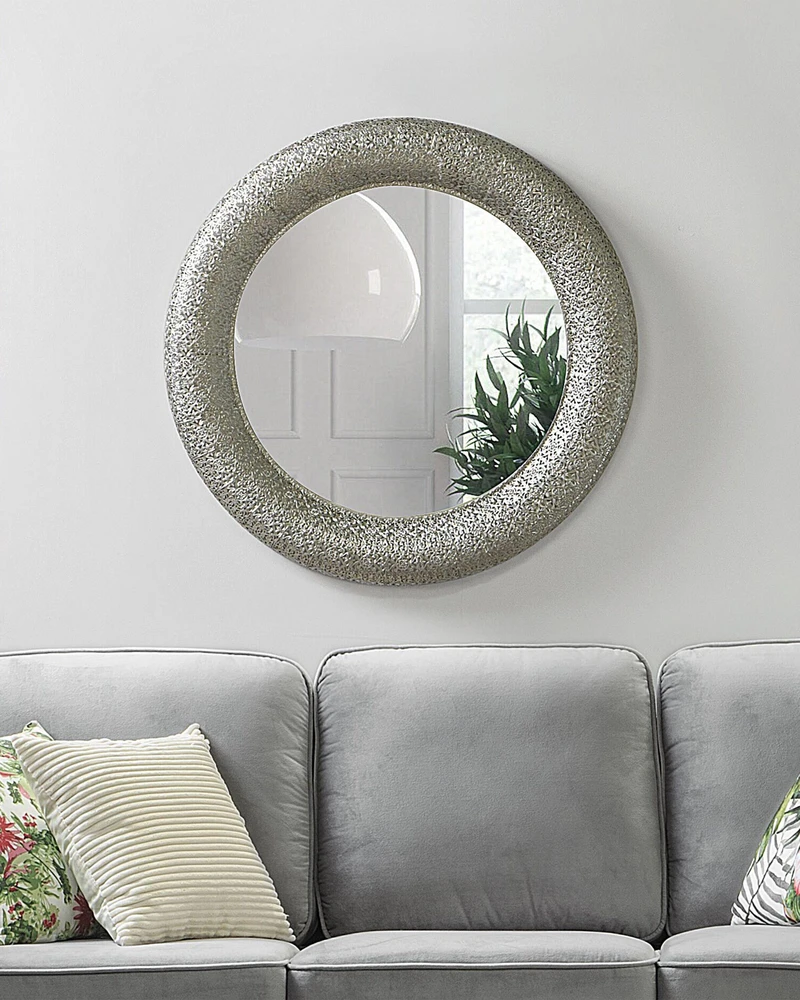 Beliani Sieninis veidrodis CHANNAY 80 cm, metalinis, sidabrinės spalvos