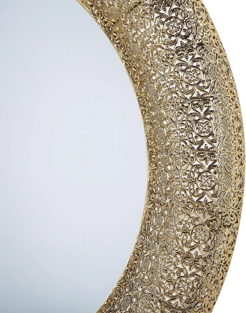 Beliani Sieninis veidrodis CHANNAY 80 cm, auksinis, metalinis