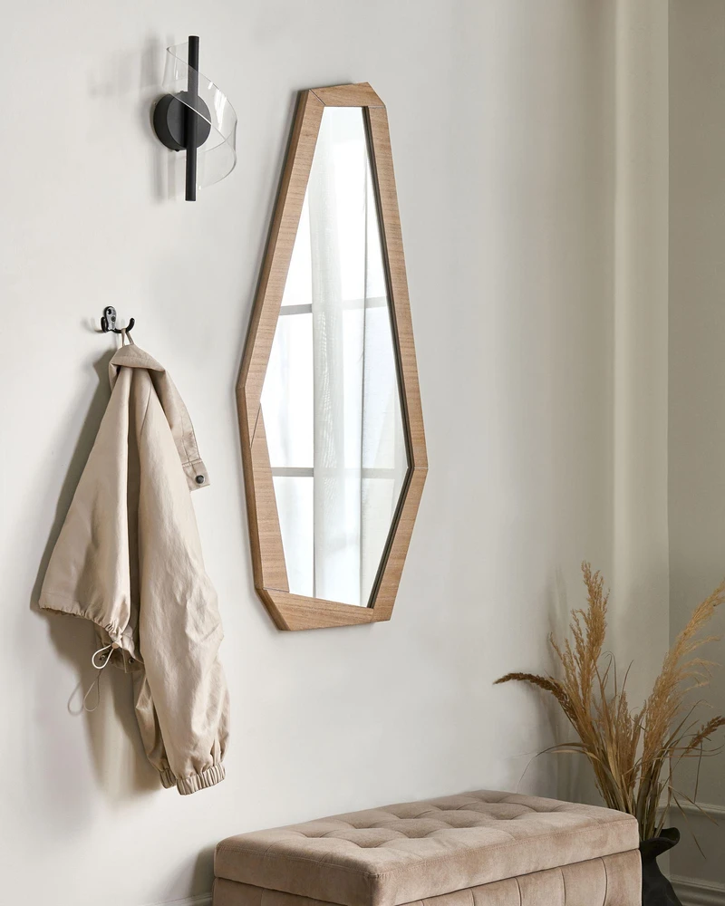 Beliani Sieninis veidrodis CHANU 44 cm 104 cm šviesiai rudas