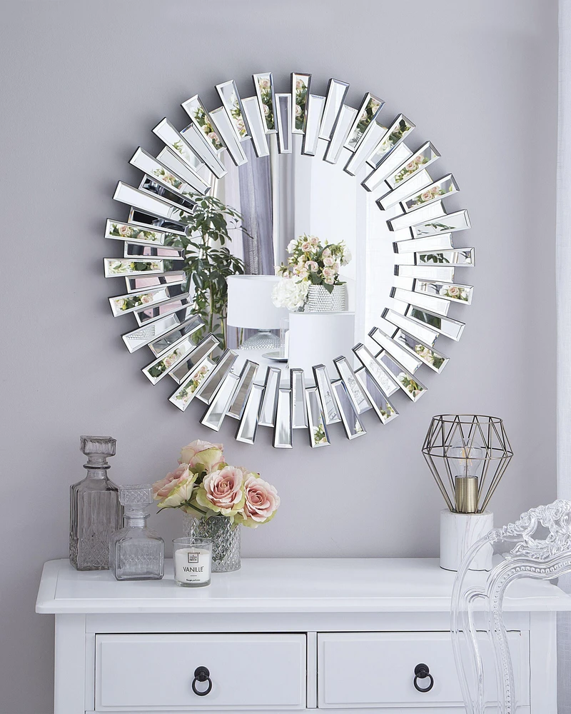 Beliani Sieninis veidrodis CHOLET 70 cm 70 cm sidabrinis