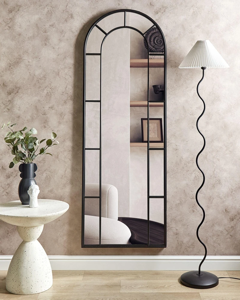 Beliani Sieninis veidrodis CROSSES 60 cm 170 cm metalinis juodas