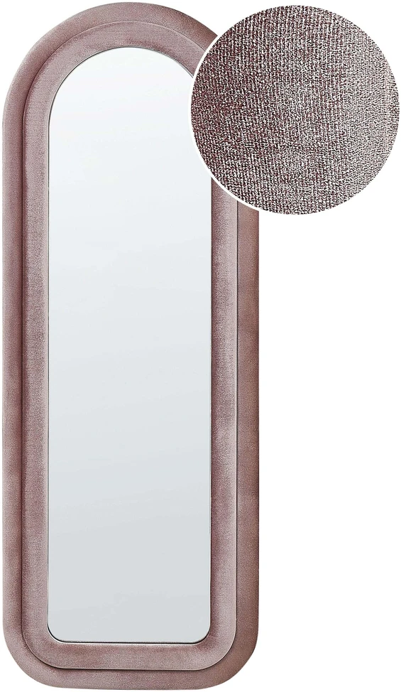 Beliani Sieninis veidrodis CULAN 60 cm x 160 cm, veliūras, rožinis