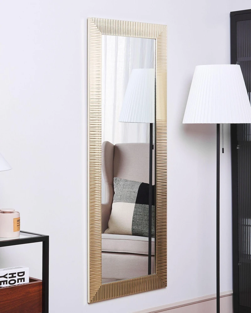 Beliani Sieninis veidrodis DRAVEIL 50 cm 130 cm auksinės spalvos