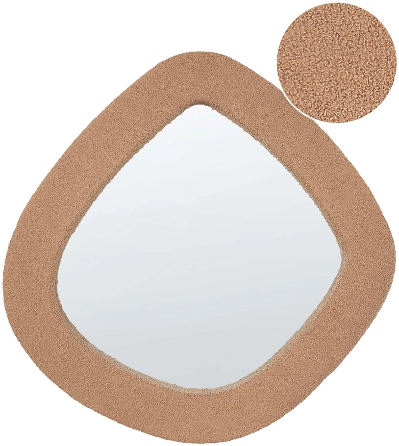Beliani Sieninis veidrodis EPIRY 79 cm 80 cm Boucle šviesiai rudas