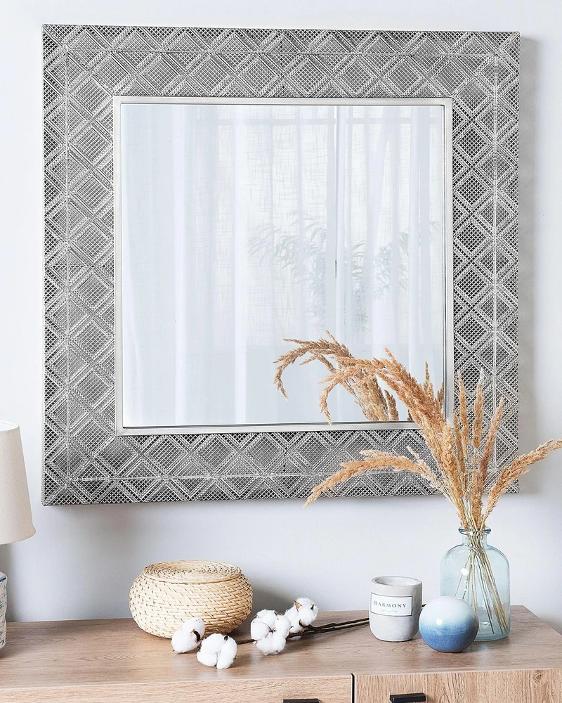Beliani Sieninis veidrodis EVETTES 80 cm x 80 cm, metalinis, sidabrinis