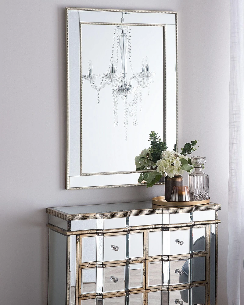 Beliani Sieninis veidrodis FENIOUX 60 cm 90 cm sidabrinis