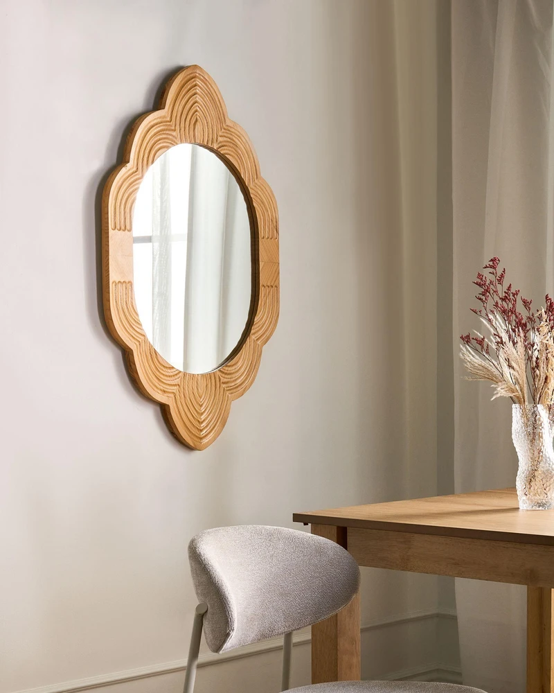 Beliani Sieninis veidrodis FRESVILLE 62 cm 100 cm pušies mediena šviesiai rudas