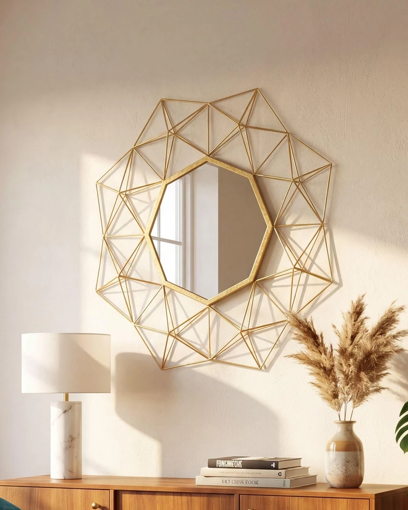 Beliani Sieninis veidrodis GAILLAC 80 cm 80 cm metalinis auksinis