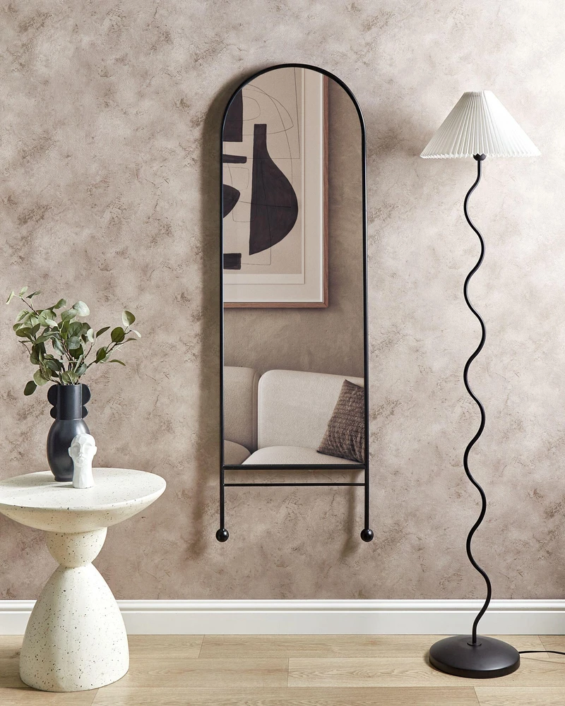 Beliani Sieninis veidrodis JARNAGES 45 cm 145 cm metalinis juodas