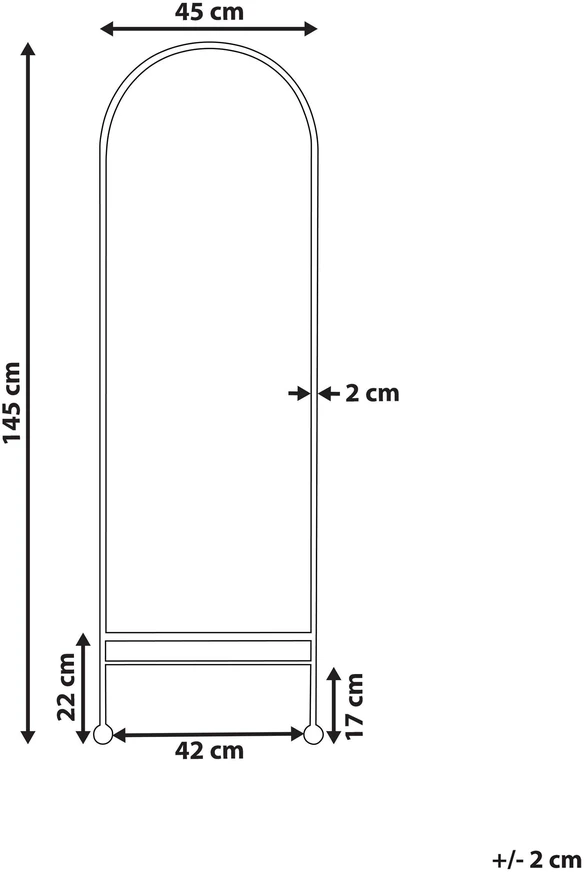 Beliani Sieninis veidrodis JARNAGES 45 cm 145 cm metalinis juodas