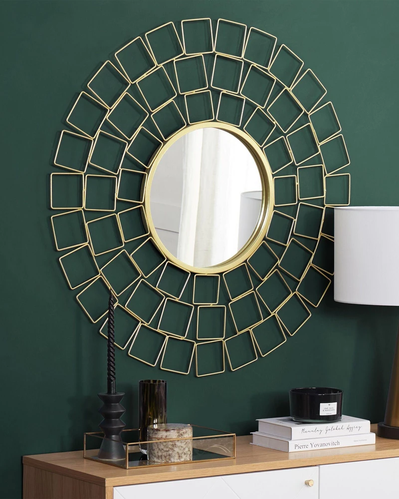 Beliani Sieninis veidrodis LABRIT 90 cm 90 cm metalinis auksinis