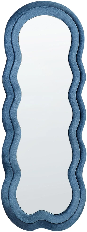 Beliani Sieninis veidrodis LACS 57 cm 160 cm, veliūras, mėlynas