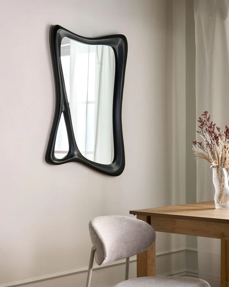 Beliani Sieninis veidrodis LANESTER 70 cm 100 cm juodas