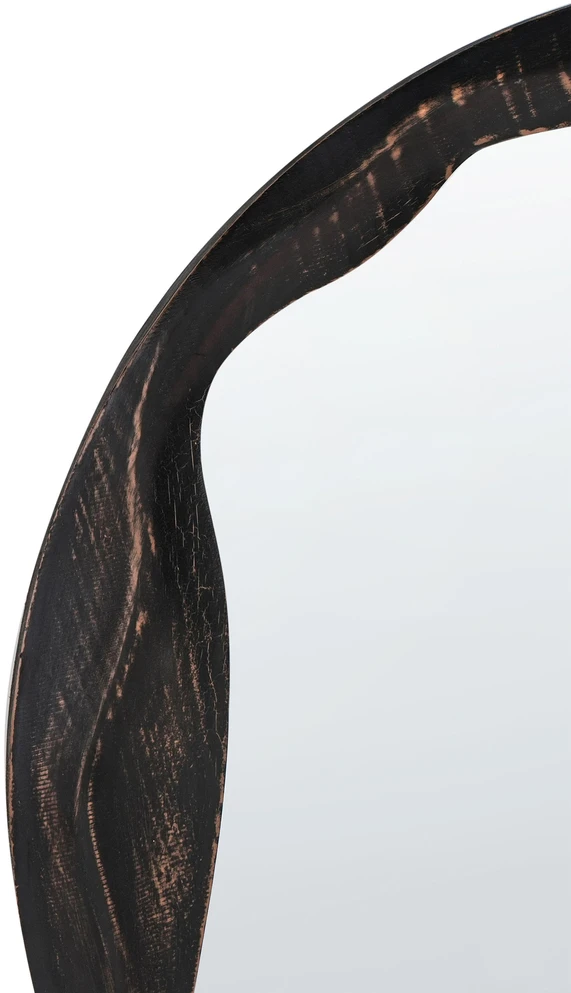 Beliani Sieninis veidrodis LANGON, 60 cm, pušies mediena, tamsiai rudas