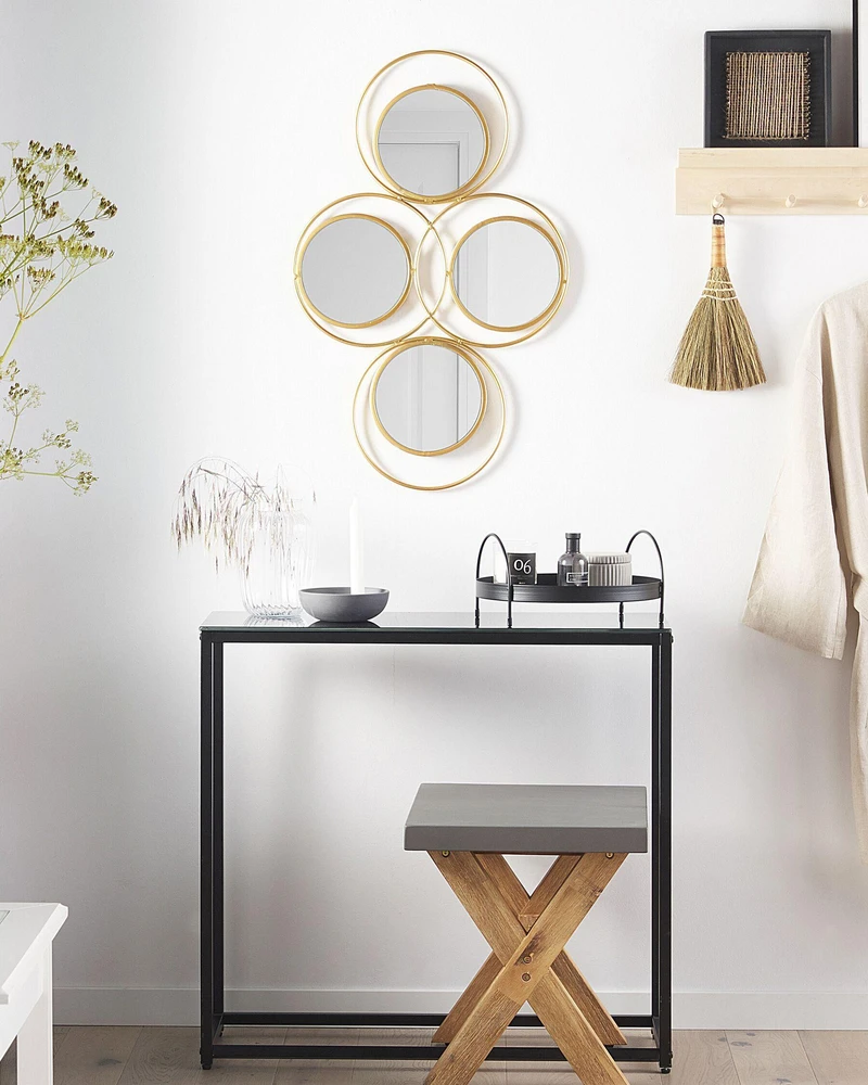 Beliani Sieninis veidrodis LESCAR 50 cm 80 cm metalinis auksinis