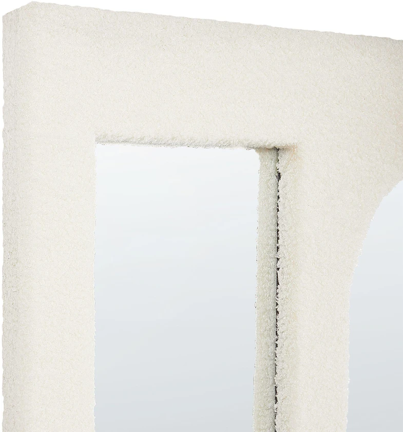 Beliani Sieninis veidrodis MARCIGNY 70 cm 100 cm Boucle, kreminės spalvos