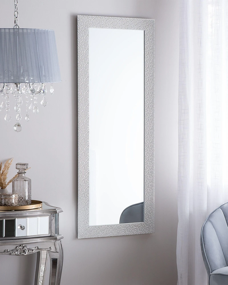 Beliani Sieninis veidrodis MERVENT 50 cm 130 cm baltas
