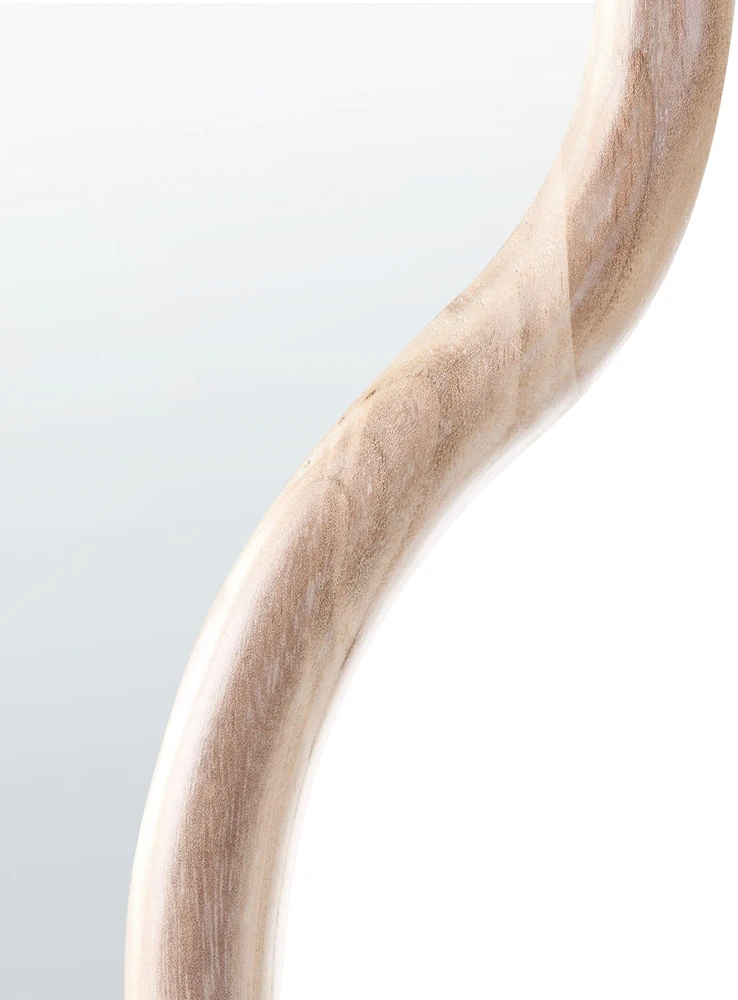 Beliani Sieninis veidrodis MURAT 69 cm 150 cm Paulownijos mediena natūralus