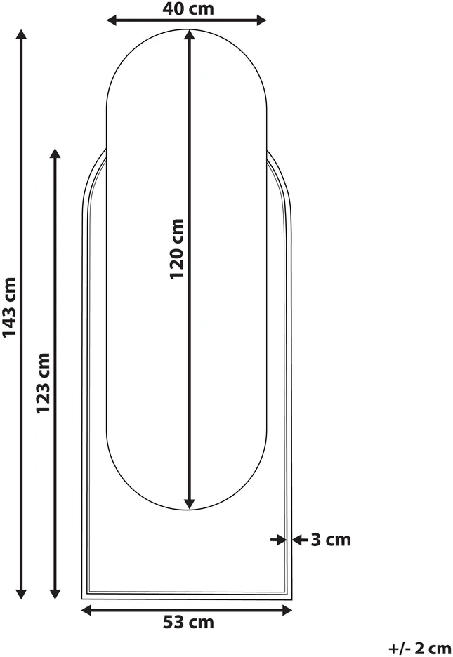 Beliani Sieninis veidrodis NEVERS 53 cm 143 cm technoratanas natūralus