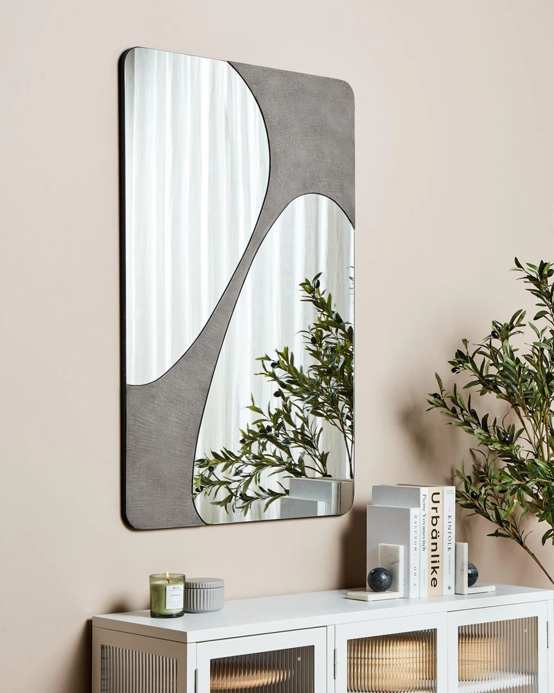 Beliani Sieninis veidrodis ORMES 70 cm 110 cm pilkas