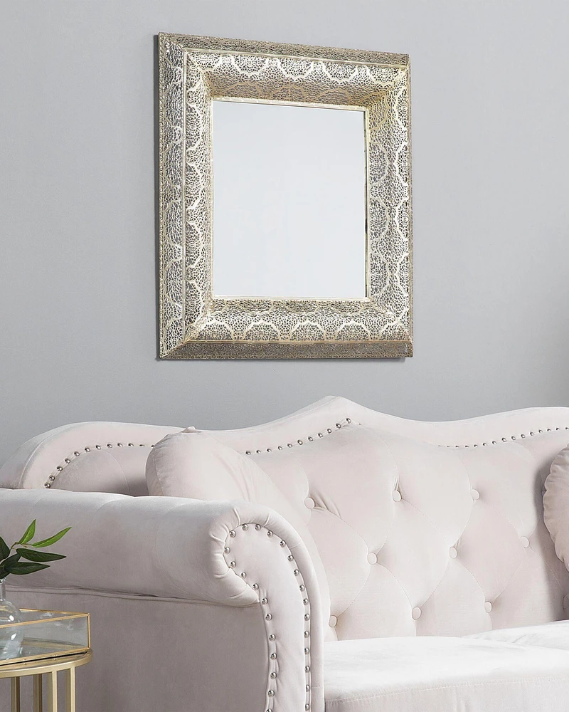 Beliani Sieninis veidrodis PLERIN 60 cm 60 cm metalinis auksinis