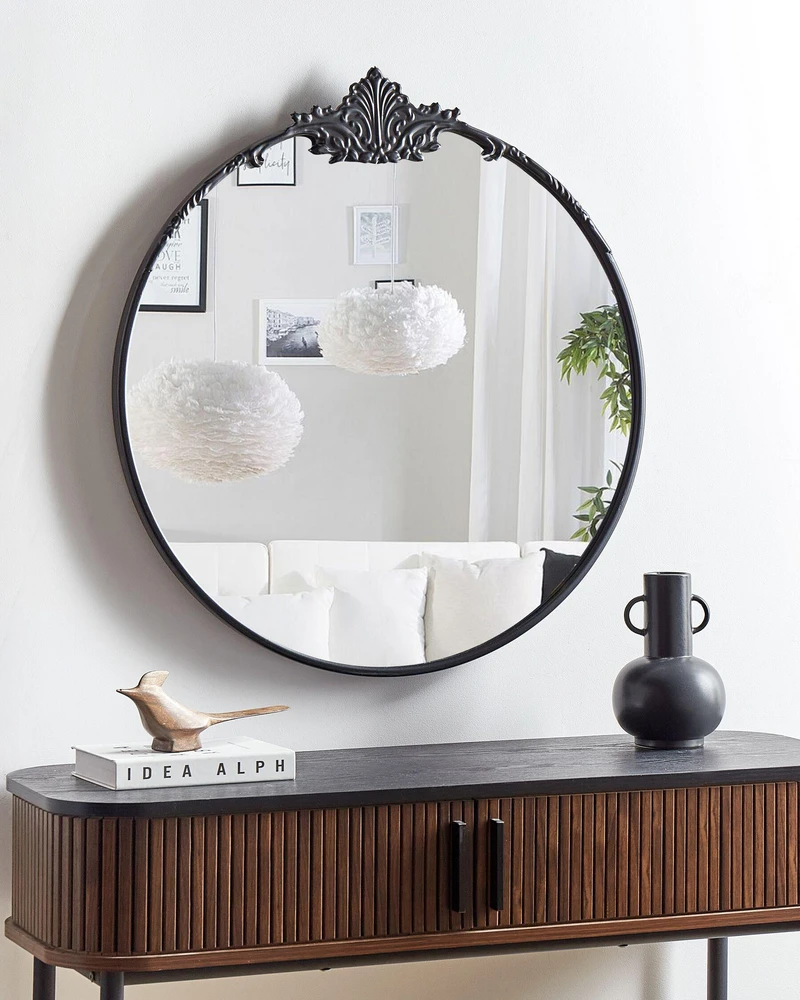 Beliani Sieninis veidrodis SOMMANT 67 cm 76 cm metalinis juodas
