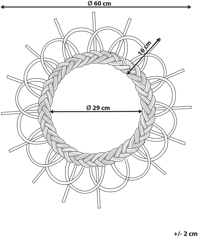 Beliani Sieninis veidrodis TELAKIA 60 cm Rattan natūralus