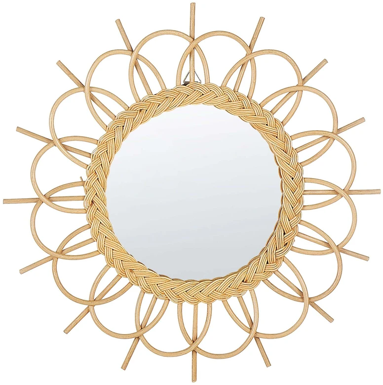 Beliani Sieninis veidrodis TELAKIA 60 cm Rattan natūralus