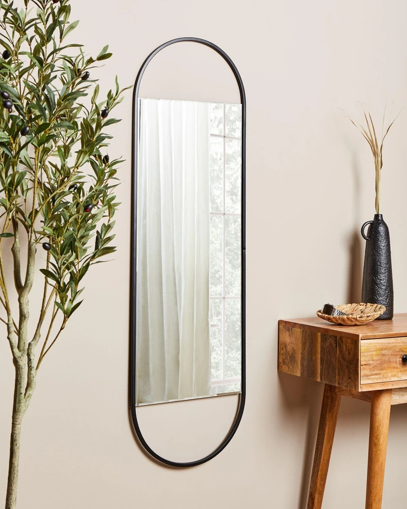Beliani Sieninis veidrodis VALLERY 40 cm 120 cm metalinis juodas