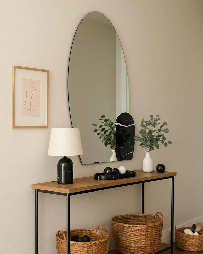 Beliani Sieninis veidrodis VIERZON 58 cm 120 cm juodas