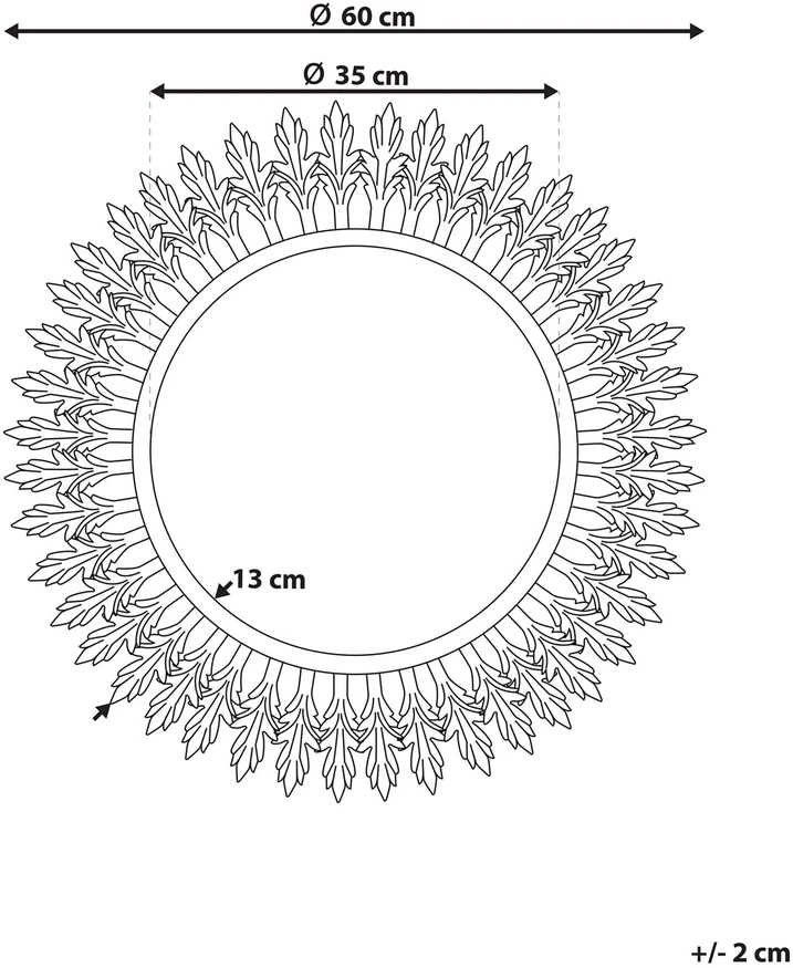 Beliani Sieninis veidrodis VOREY 60 cm metalinis auksinis