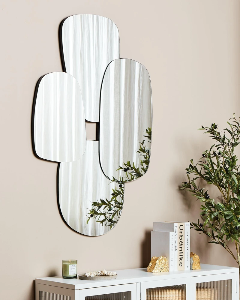 Beliani Sieninis veidrodis VOUZON 80 cm 120 cm sidabrinės spalvos