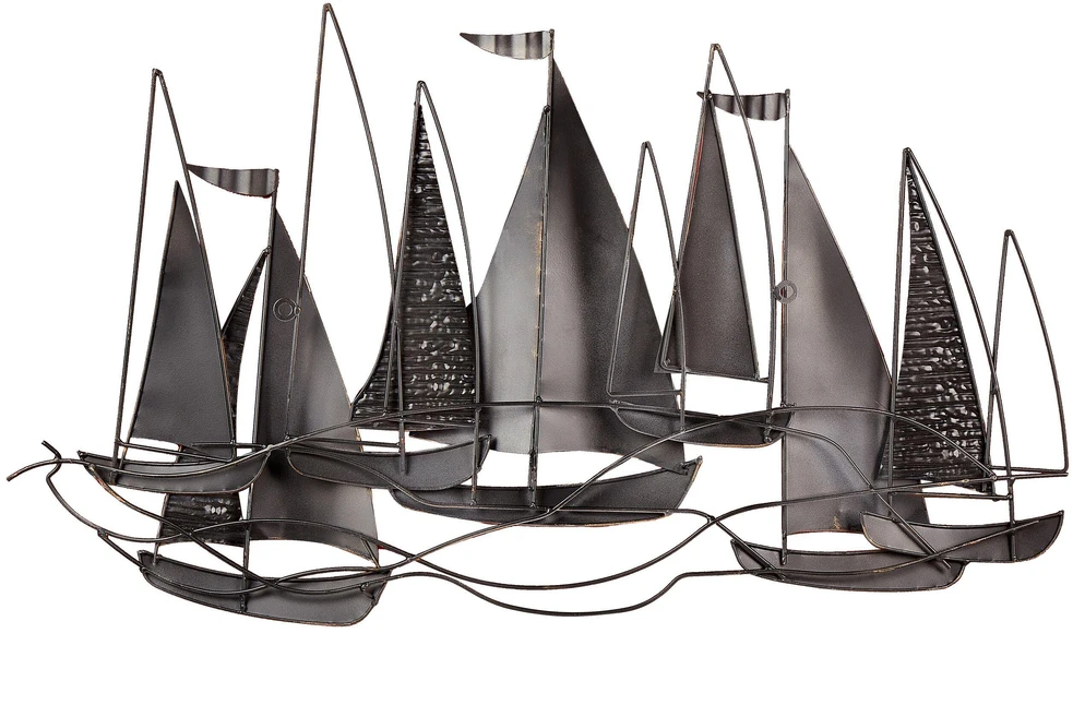 Beliani Sienų dekoracija laivas BOHRIUM metalinė 50 cm mėlyna