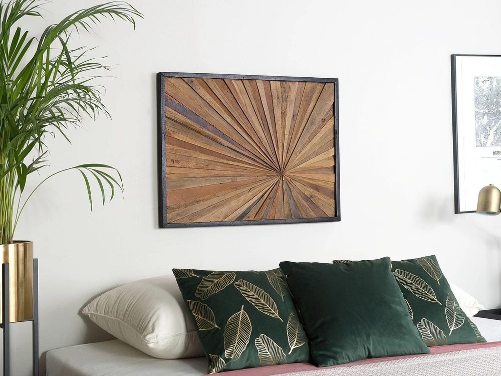 Beliani Sienų dekoracija MERIDA, 60 cm, tikmedžio mediena, ruda