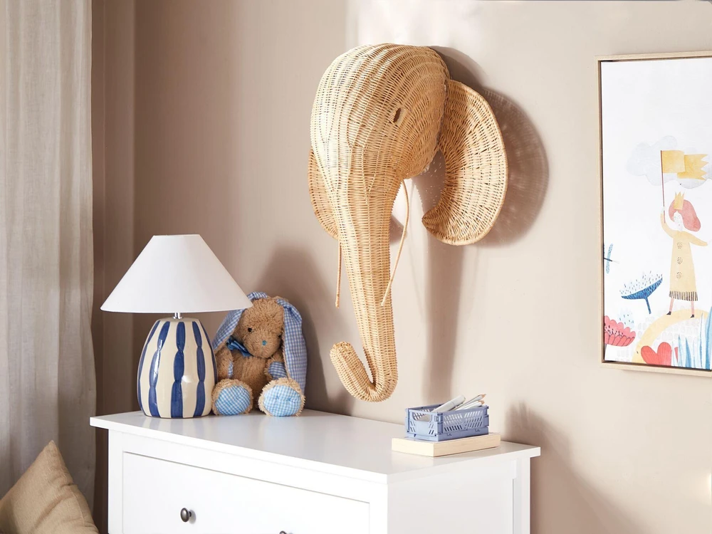 Beliani Sienų dekoracija GRUNEY dramblys iš rotango 83 cm natūrali