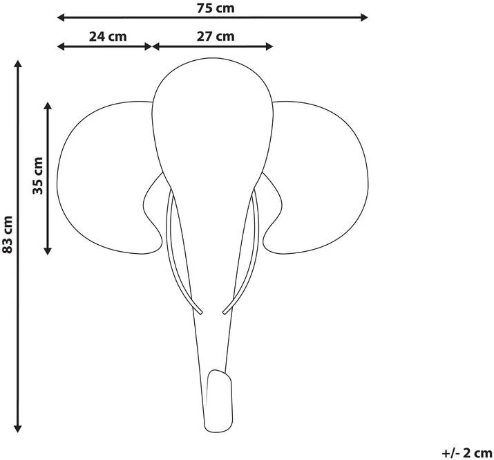 Beliani Sienų dekoracija Słoń GRUNEY rotango 83 cm natūrali