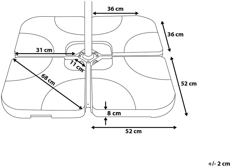 Beliani Skėčio pagrindas CARIA juodas kvadratinis 9kg