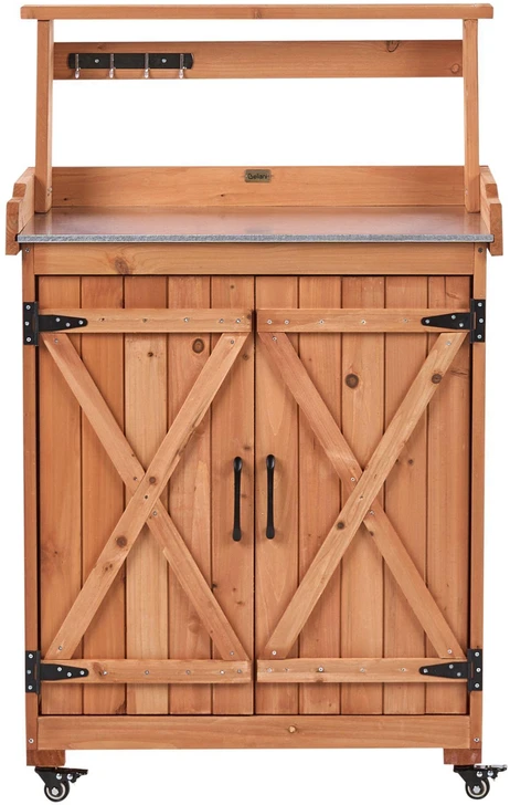 Beliani Sodininkystės stalas ALTOLIA 70 cm x 119 cm, eglės mediena, rudas