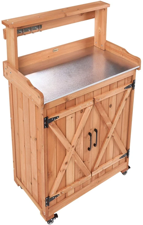 Beliani Sodininkystės stalas ALTOLIA 70 cm x 119 cm, eglės mediena, rudas