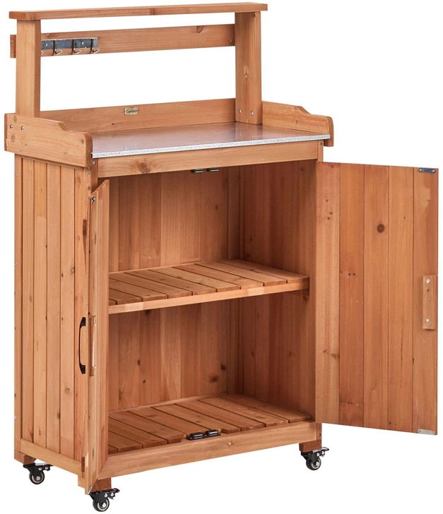Beliani Sodininkystės stalas ALTOLIA 70 cm x 119 cm, eglės mediena, rudas