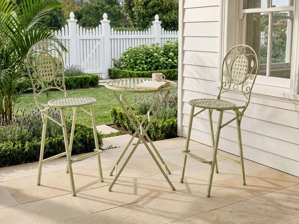 Beliani Sodo baro stalas BIVIO 60 cm 60 cm metalinis šviesiai žalias