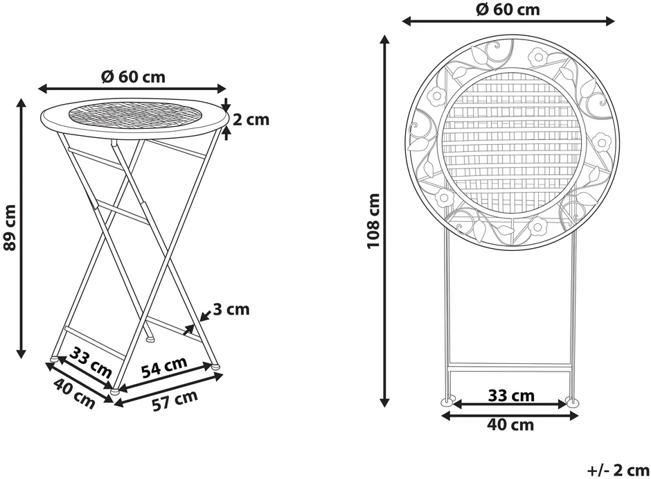 Beliani Sodo baro stalas BIVIO 60 cm 60 cm metalinis šviesiai žalias