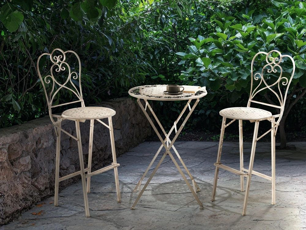 Beliani Sodo baro stalas TRIESTE 60 cm metalinis šviesiai smėlio spalvos
