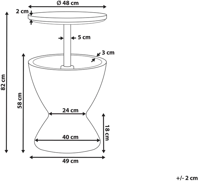 Beliani Sodo baro staliukas su šaldymo funkcija AISA 49 cm 49 cm medžio imitacija ruda