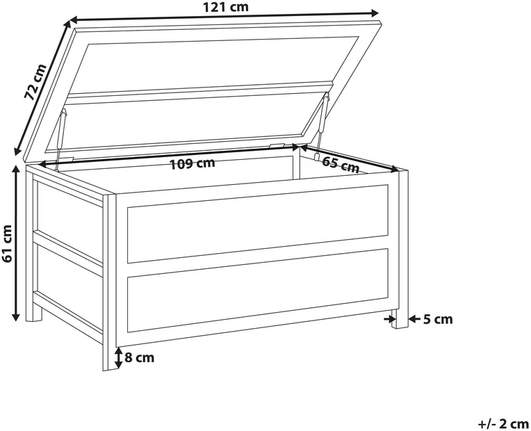Beliani Sodo dėžė ACATE 121 cm 72 cm pilka