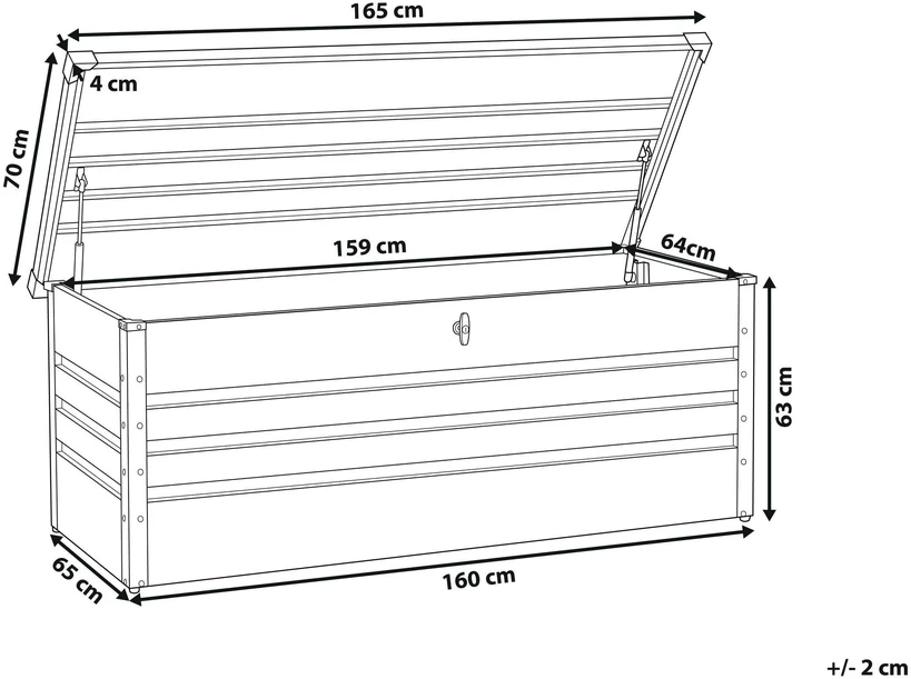 Beliani Sodo dėžė CEBROSA 165 cm 70 cm pilka